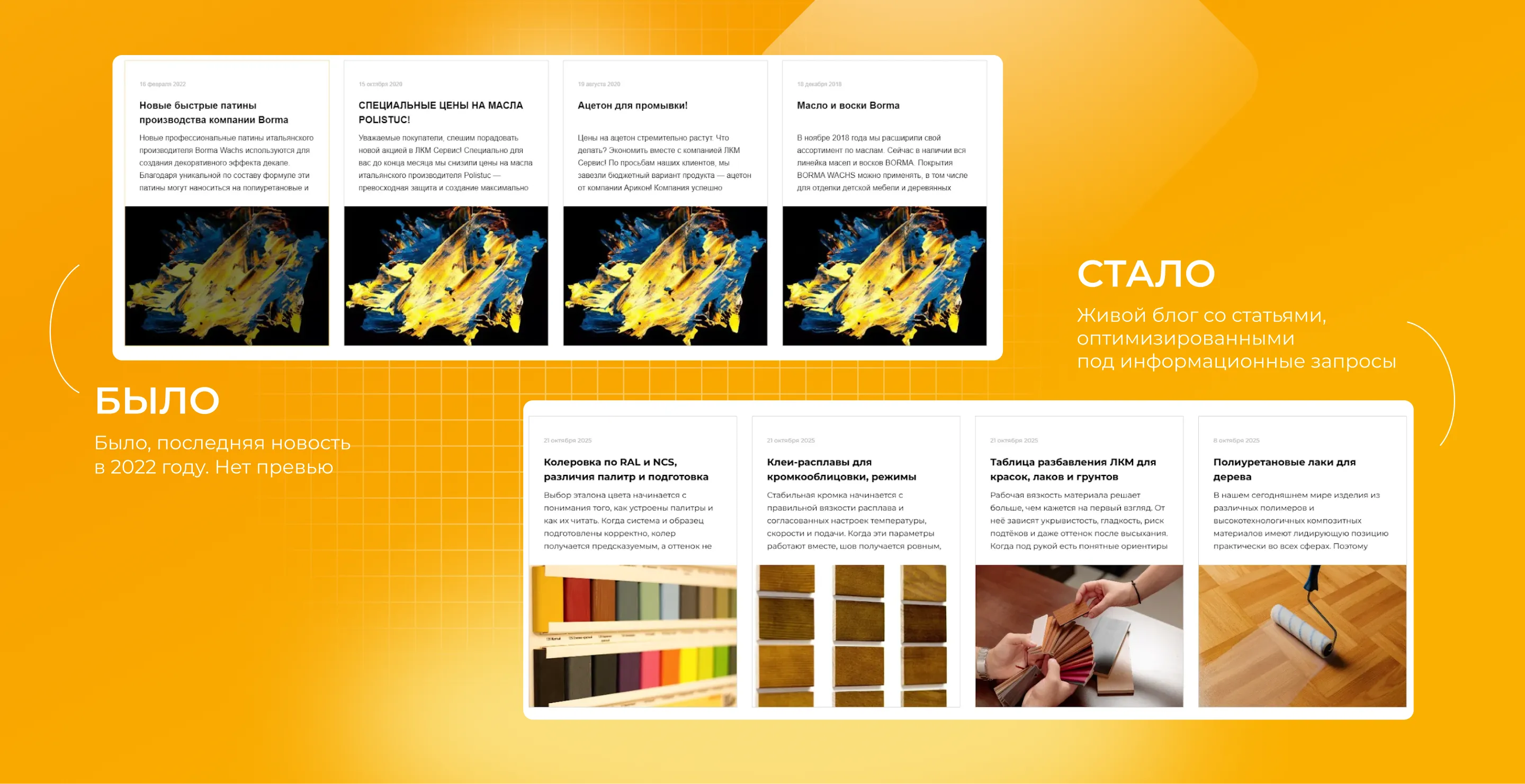 Живой блог со статьями, оптимизированными под информационные запросы